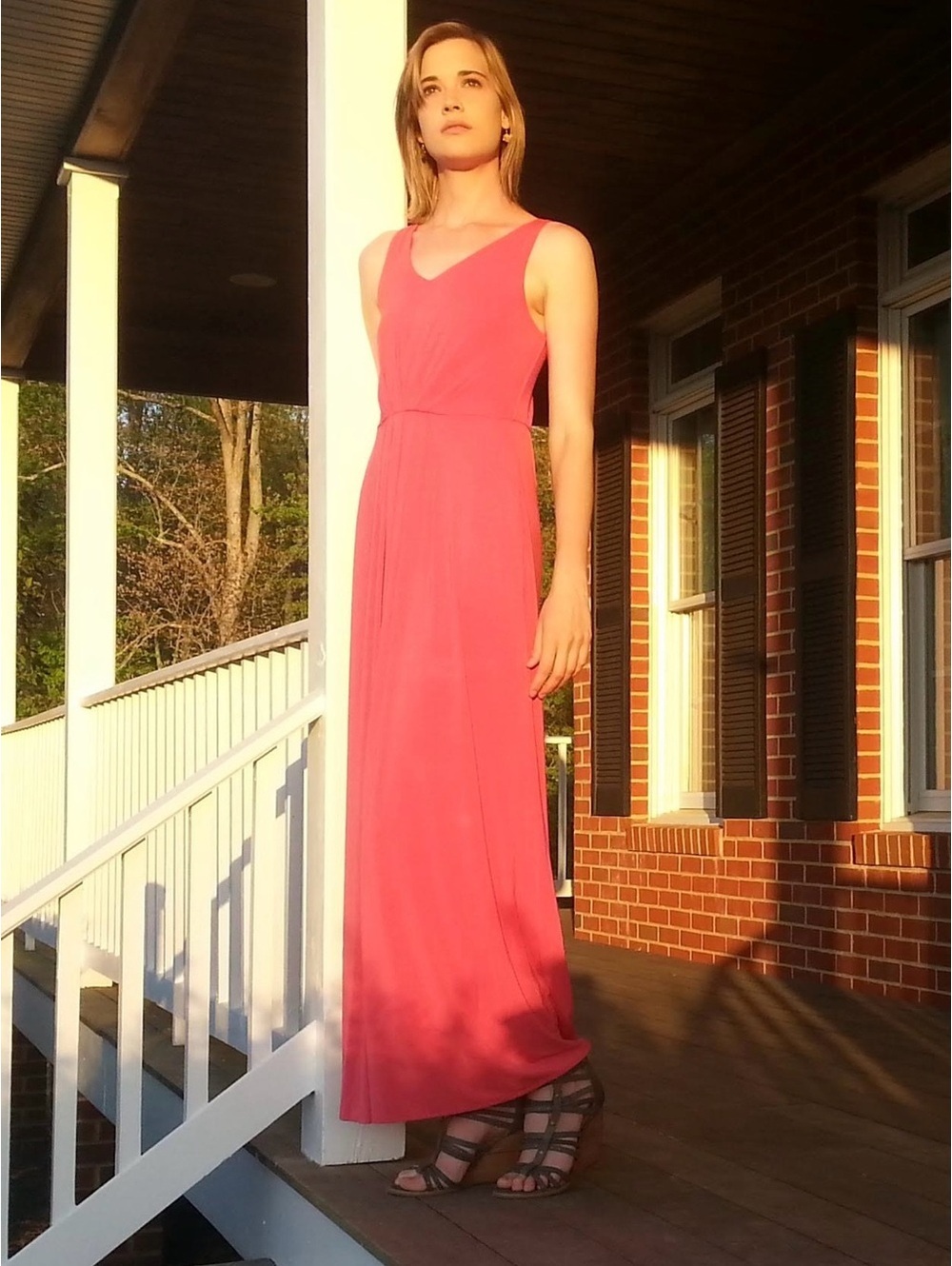 Cynthia Rowley Sleeveless V-Neck Maxi Dress in Raspberry Pink